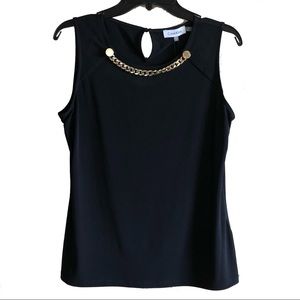 Calvin Klein Sleeveless Top With Rivet and Chain